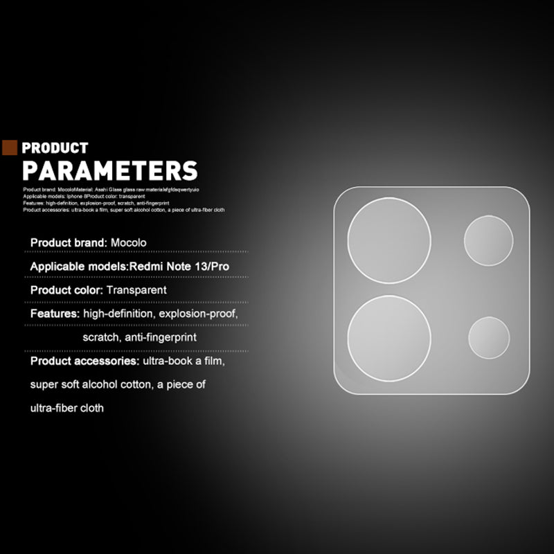 MOCOLO For Xiaomi Redmi Note 13 Pro 5G / Poco X6 5G Tempered Glass Camera Lens Protector MOCOLO For Xiaomi Redmi Note 13 Pro 5G / Poco X6 5G Tempered Glass Camera Lens Protector